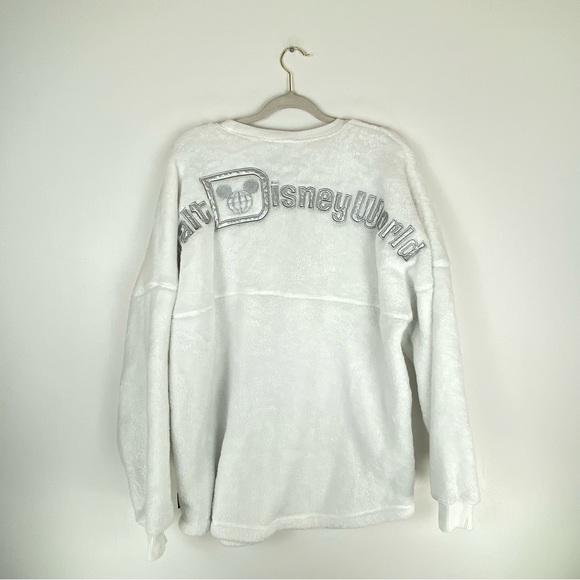 Walt Disney World Spirit Jersey X Large White Silver Fleece Pullover Sweater - Picture 4 of 11